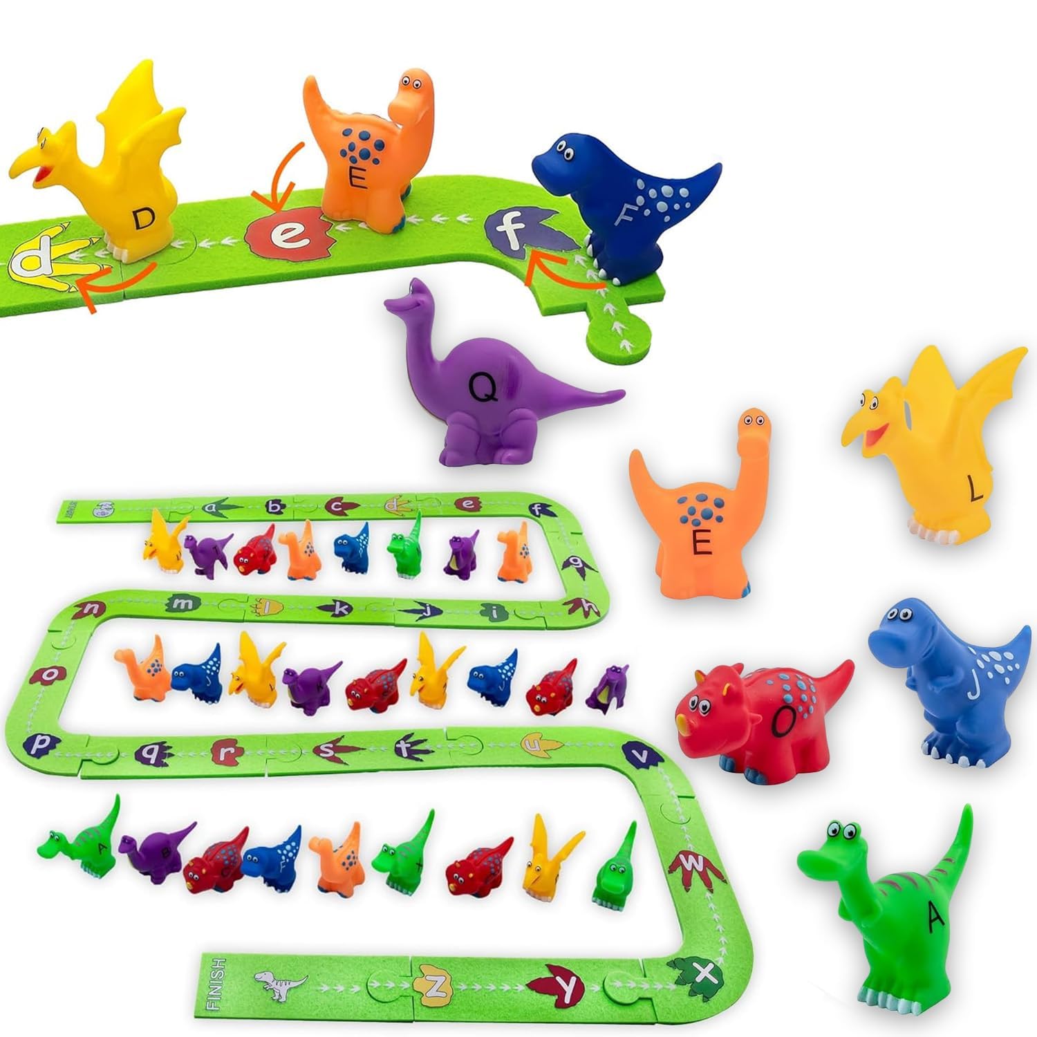 Skoolzy Dinosaur Alphabet Puzzle Track - 41 Dinosaur Toys For Kids 2-4 - Alphabet Learning Toys And Alphabet Toys For Ages 2-4 - Fun Educational Dinosaur Alphabet Game