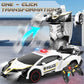 Getatoy Remote Control Car Transformer Toys for Boy 4-6 Years Old: One-Button Transforming Police Car with LED Light & 360 Rotat