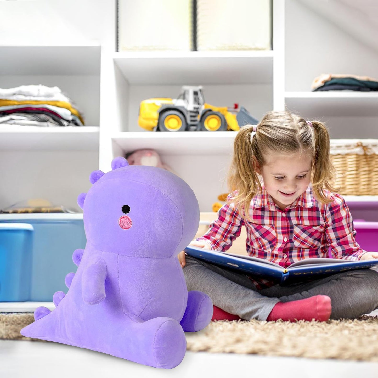 Ditucu Cute Dinosaur Stuffed Animals Toys Plush Dolls Soft Dino Plushie Birthday Gifts For Kids Girls Boys Purple 10 Inch