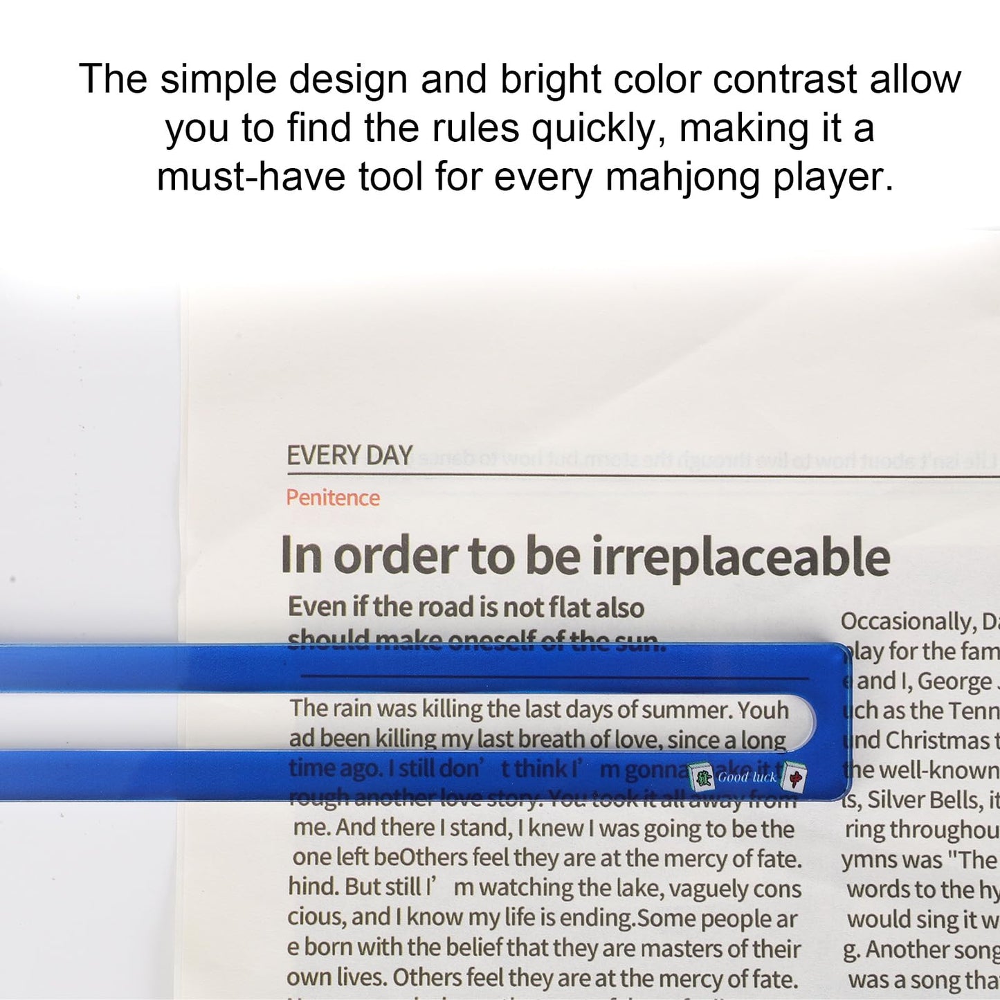 BOXOB 4pcs Mahjong Line Finder  Good Luck Mahjong Card Guide Marker Rules Reader Mah Jong Accessories and Gifts Reader Helper Tool for Player (Blue)