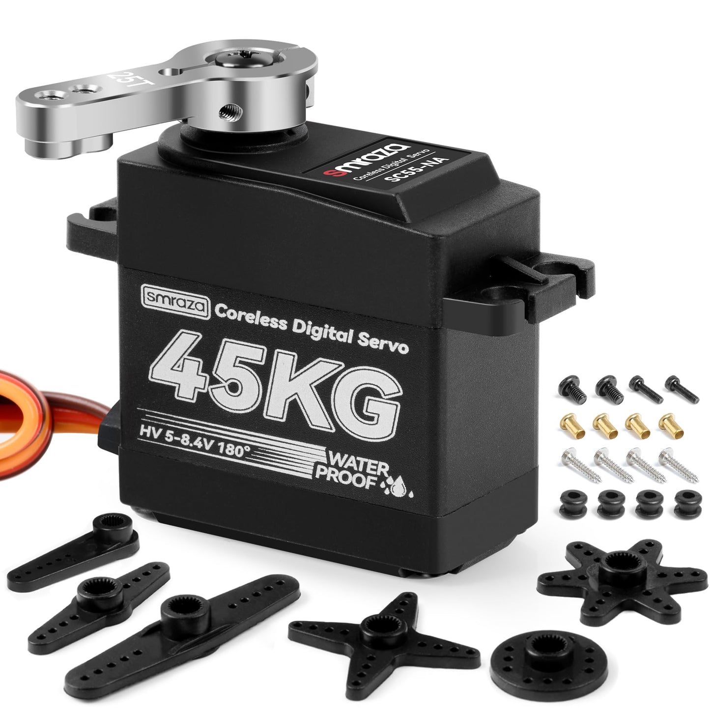 45KG Coreless Servo Motor High Torque Steering: Smraza 8.4V Waterproof Servo Digital Stainless Steel Gear Servo for RC 1/10 1/8