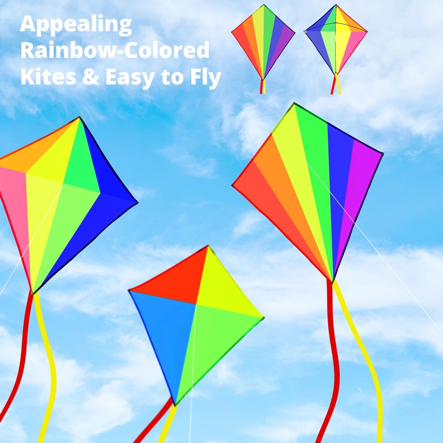 6PCS Kites Set, 26.7 x 23.4 Inches Colorful Kites for Youth Adults, Large Easy to Fly for Family Time Spring Outdoor Activities,