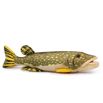 ZHONGXIN MADE Northern Pike Plush Toy - 18.5" Soft Educational Stuffed Animal - Yellow Ocean Depth Model for Kids