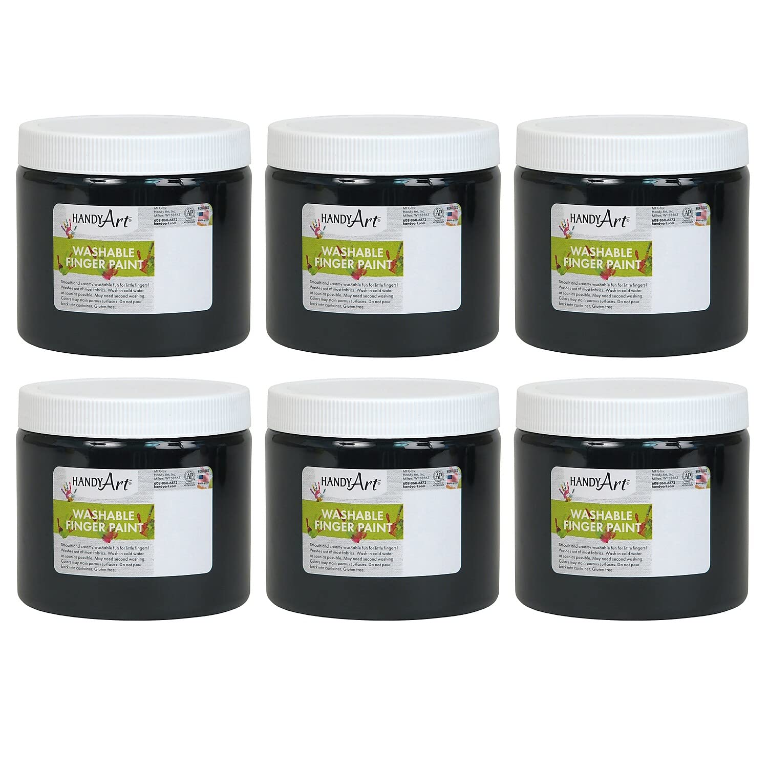 Rock Paint & Handy Art RPC241055-6 Black Washable Finger Paint, 16 oz - 6 Each