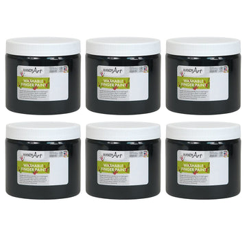 Rock Paint & Handy Art RPC241055-6 Black Washable Finger Paint, 16 oz - 6 Each
