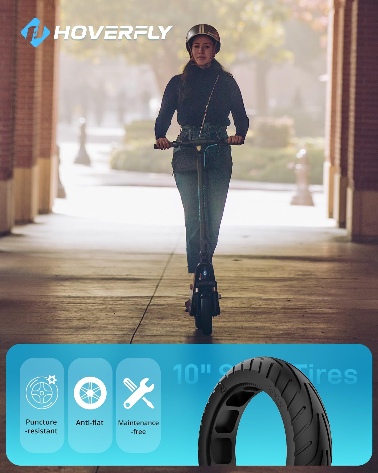 HOVERFLY X3 Electric Scooter for Adults, 10 Solid Tire, Max 18 Mile Range and 20Mph Speed, 500W Motor, with Front Dual Suspensio