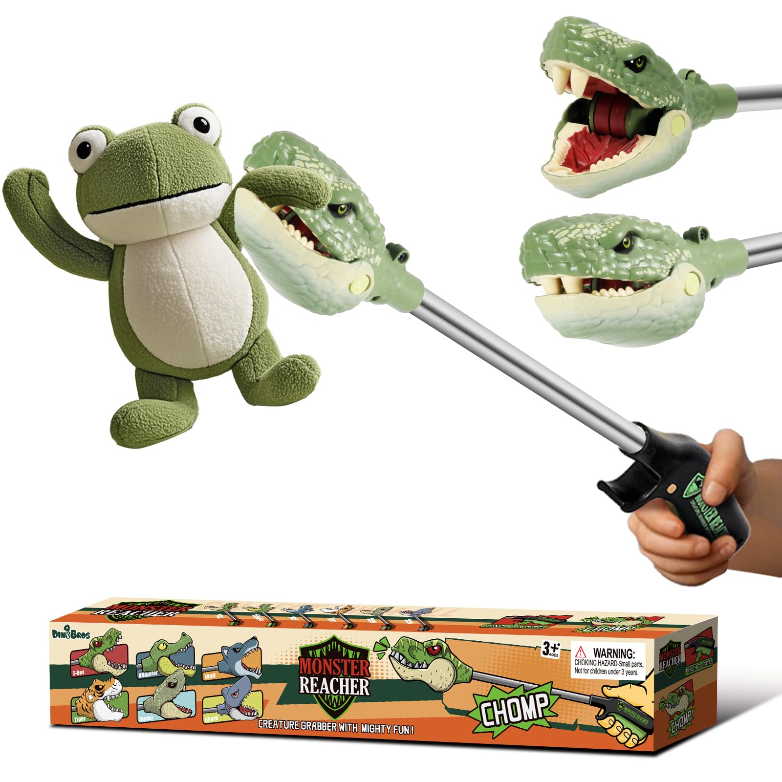 DINOBROS Snake Toy Grabber Reacher - Interactive Pick-Up Tool for Kids | 16-Inch Snake Chomper Head Design | Fun & Educational G