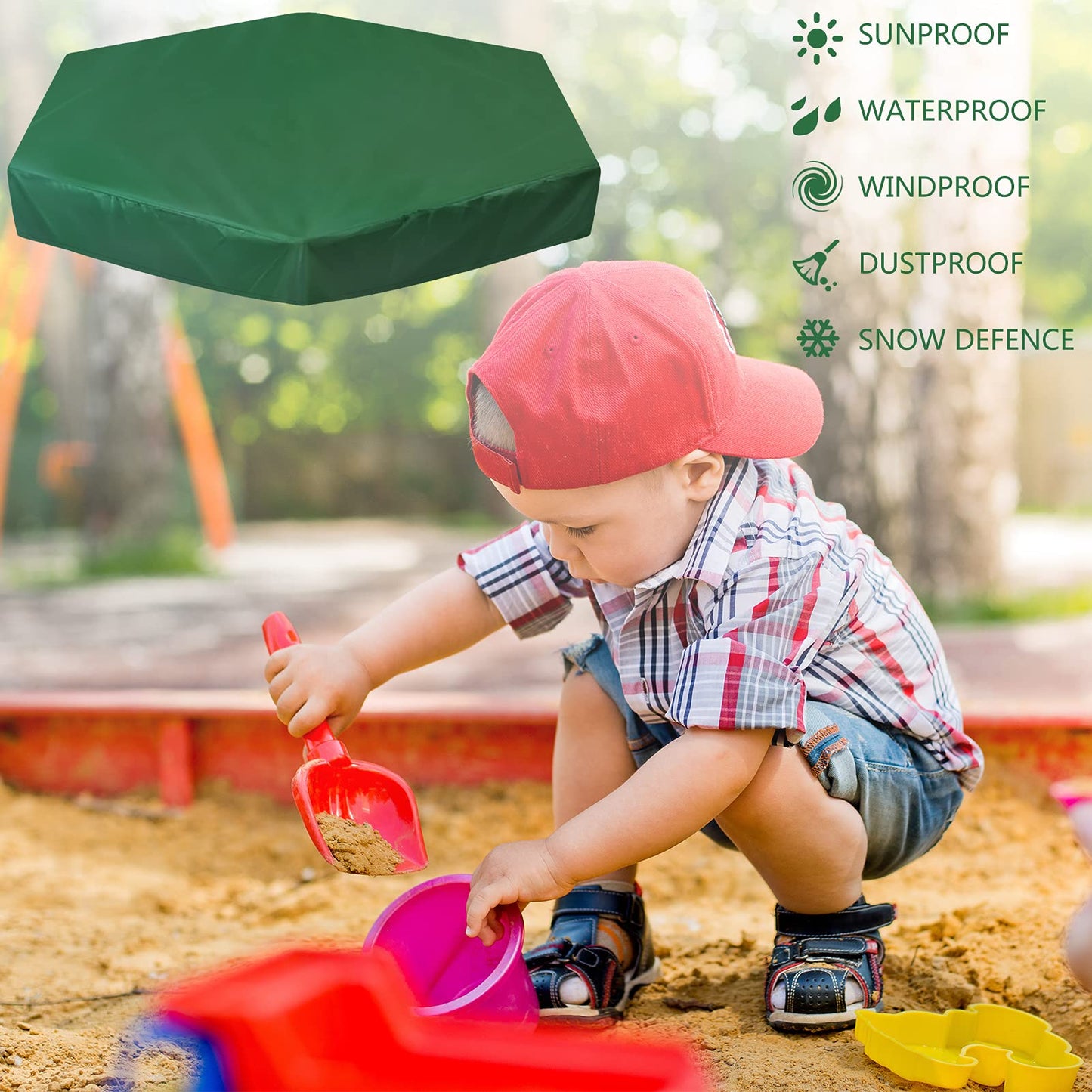 Mikimiqi Sandbox Cover, Hexagon Sandbox Sandpit Cover With Drawstring Waterproof Sandbox Pool Cover Oxford Protective Cover For