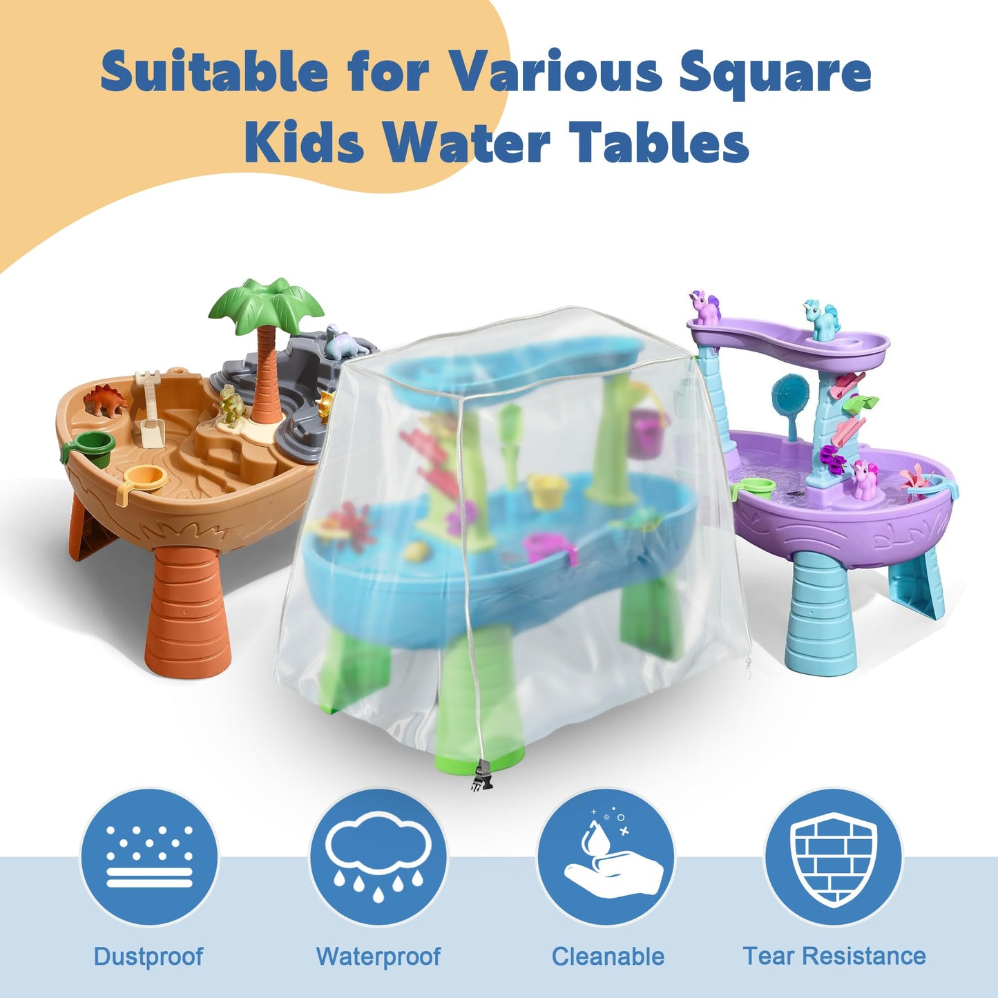 Kids Water Table Cover, Fit Step2 Rain Showers Splash Pond Water Table Waterpark Play Table Cover Outdoor Toys Cover - (Frosted)
