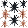 TONIFUL 8 Pcs Black Rose Gold Foil Balloons Large Star Balloons Explosion Star Mylar Balloons for Party Backdrop Christmas New Y