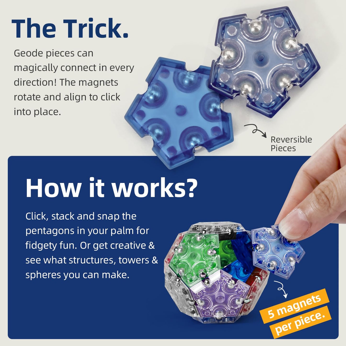 Aiqi 14-Piece Set Magnetic Fidget Sphere Pentagons - Building Blocks Magnetic Stress Relief Desk Magnet Toys For Relaxation And