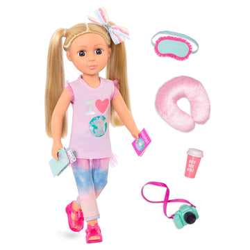 Glitter Girls - Percy14-Inch Poseable Fashion Doll With Travel Accessories & Camera - Blonde Hair & Unique Purple Eyes - Dolls F