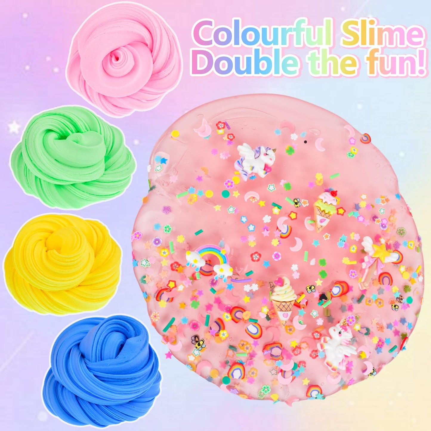 MERMAIDSLIME Pink Crunchy Clear Slime 13 OZ Bucket - Stretchy, Non-Sticky, Soft Stress Relief Toy for Kids, Birthday & Christmas Gifts