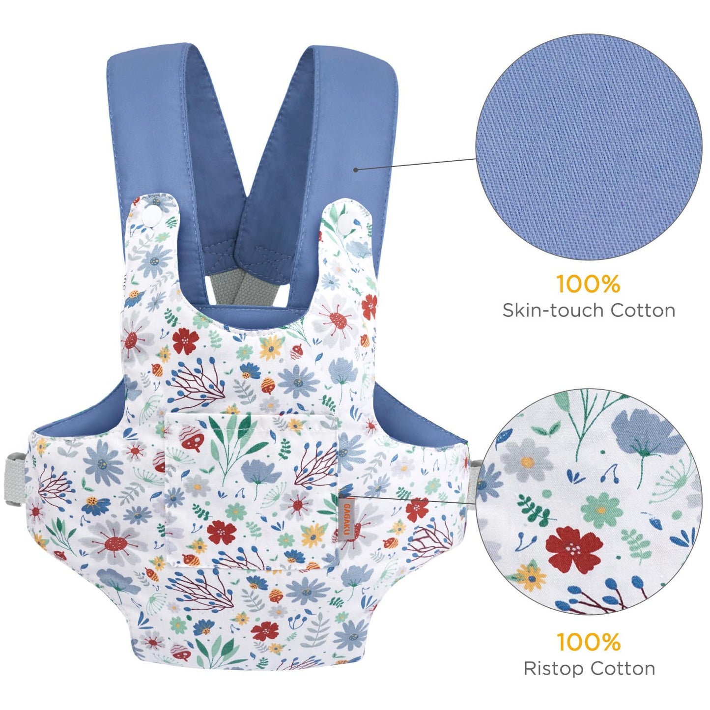 Gagaku Baby Doll Carrier For Toddler Toy Baby Carrier For Dolls Accessories Doll Carriers For Kids – Blue (Pinecones)