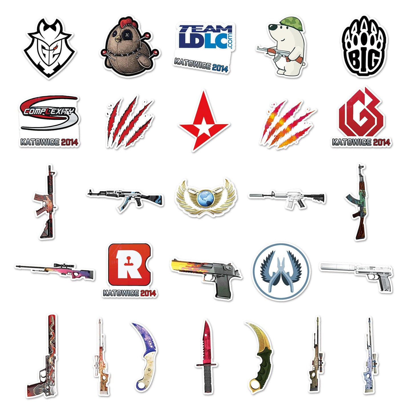 Counter-Strike:Global Offensive Stickers 50Pcs Waterproof, Removable,Cute,Beautiful, Stylish Teen Stickers, Suitable for Boys an