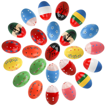 Peohud 24 Pack Wooden Egg Shakers, Maracas Percussion Musical Easter Eggs For Kids, Musical Instruments Toys For Toddler Baby Mu