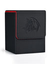 Zlca Card Deck Box For Trading Cards With 2 Dividers, Card Storage Box Fits 100+ Single Sleeved Cards, Pu Leather Card Deck Case Holder For Magic Commander Tcg Ccg (Black&Red,Emperor Dragon)