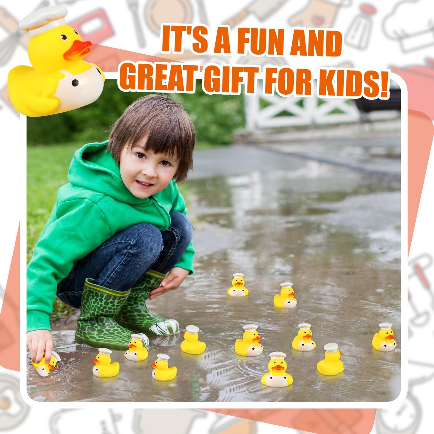 Sotiff 24 Pcs Rubber Ducks 2 Inch Cool Rubber Ducky Bath for Party Favors Birthday Party Gifts Beach Summer Bath Tub Pool (Chef