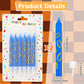 Conelist 12 Pcs Blue with Gold Ring Print Themed Birthday Candles Blue Golden Cartoon Characters Candle Cake Topper for Boys Gir