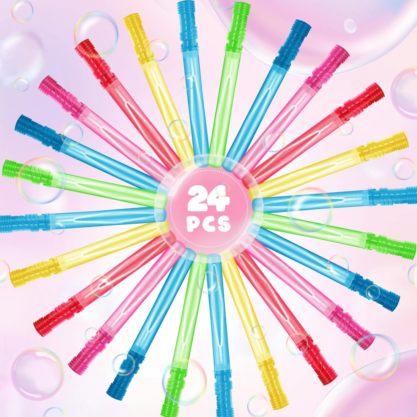 Shylizard 24Pcs Bubble Wands For Party Favor, 15Inches Bulk Bubble Wand For Kids, Bubble Maker For Birthday,Wedding, Party Favor