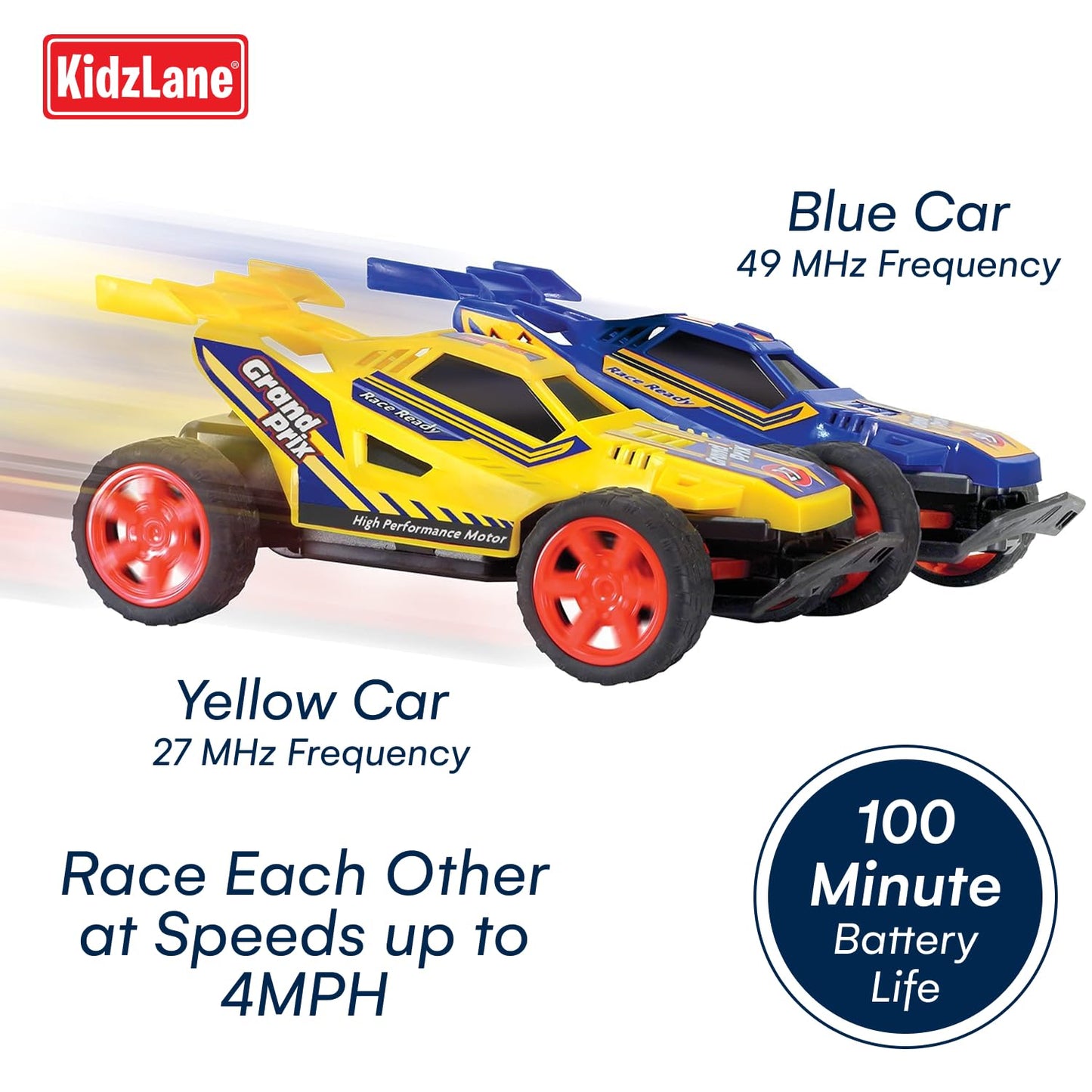Kidzlane Kids Remote Control Cars - 2 Race Cars Racing Together With All-Direction Drive, 35 Ft Range - 2 Pack Remote Control Ca