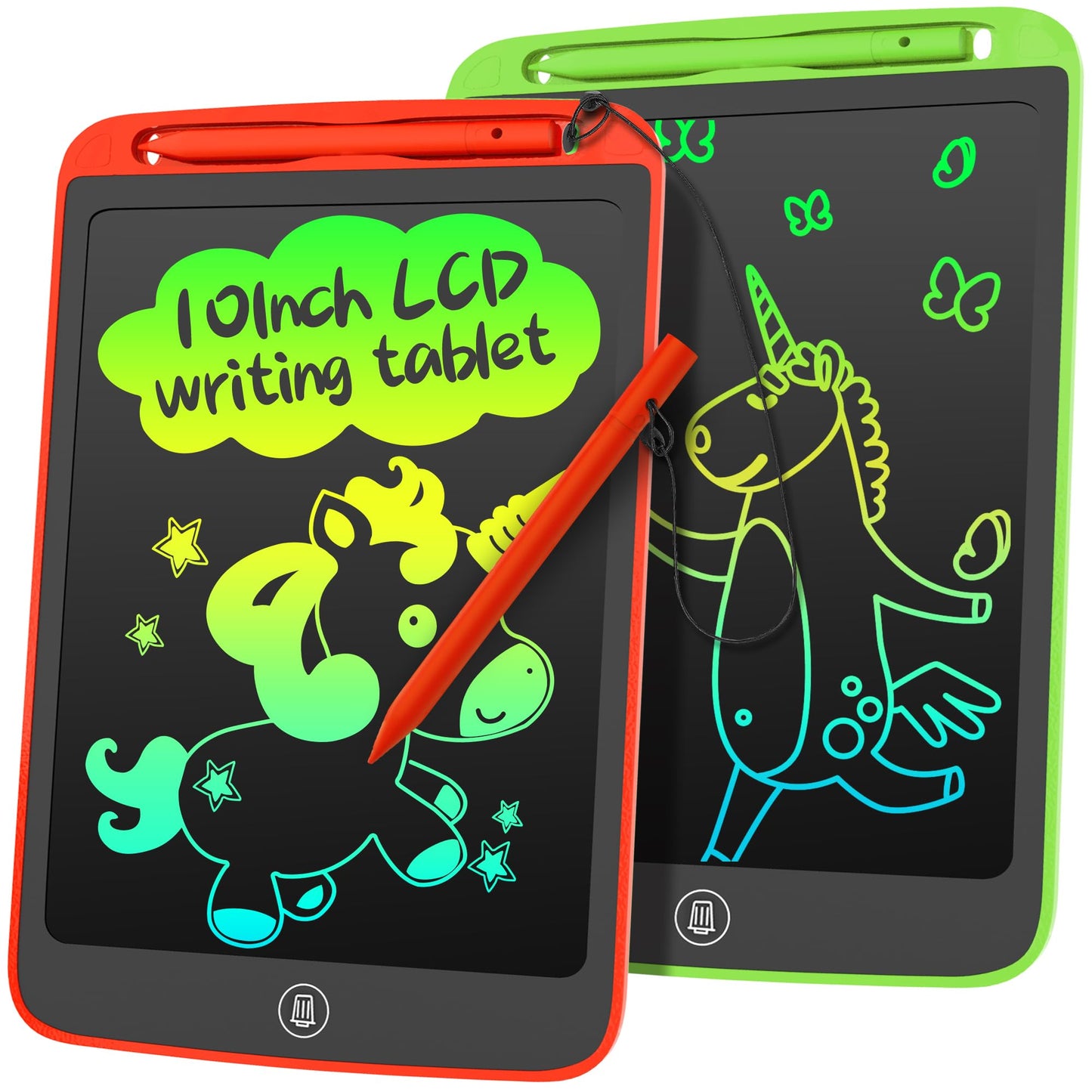 SOOOO LCD Writing Tablet for Kids 2 Pack, 10 inch Colorful Doodle Board for 3 4 5 6 7 Year Old Kids, Sensory Toys, Educational S