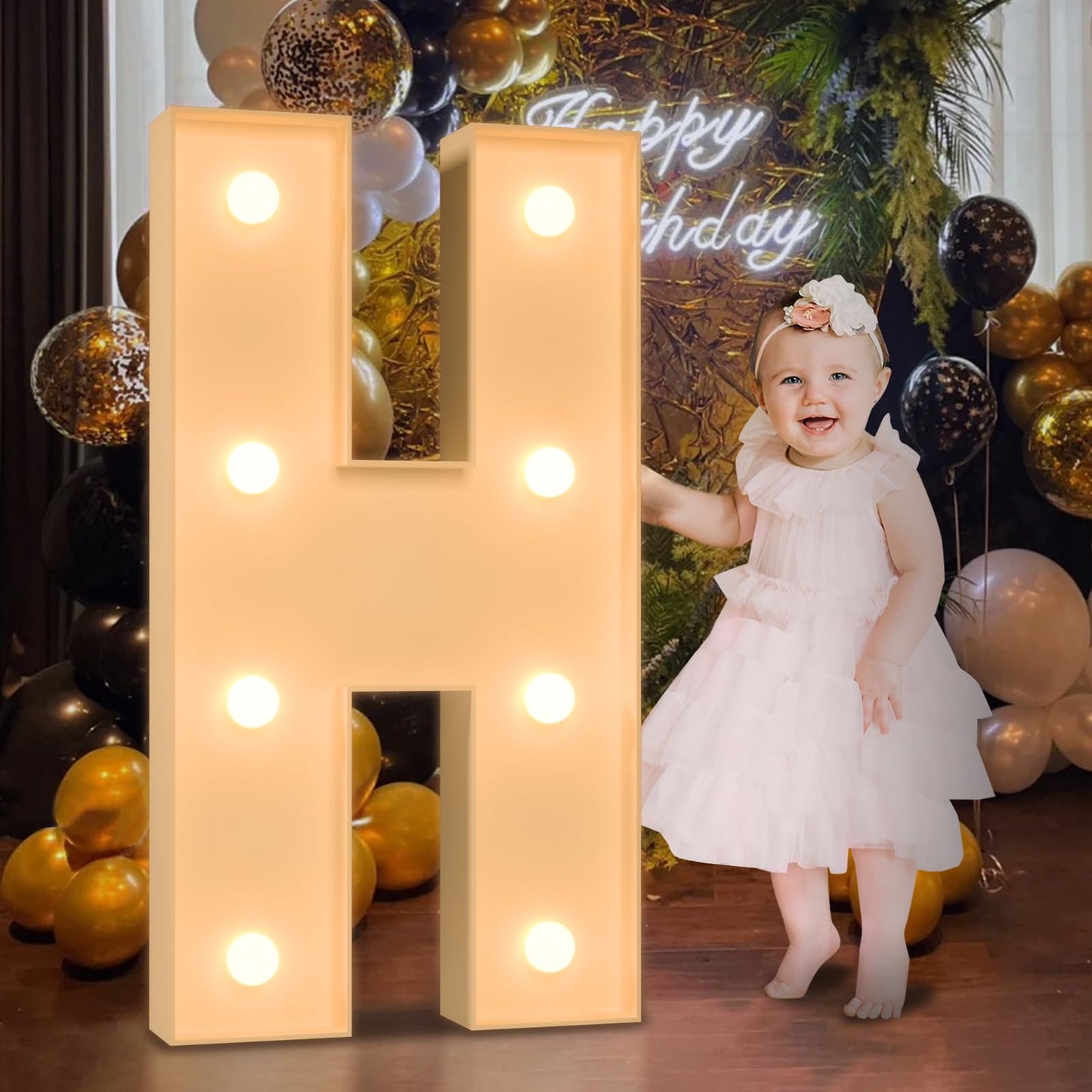 3Ft Marquee Light Up Letters, Large Marquee Letters H For Party Decorations, Big Baby Letters For Baby Shower Birthday Party Dec
