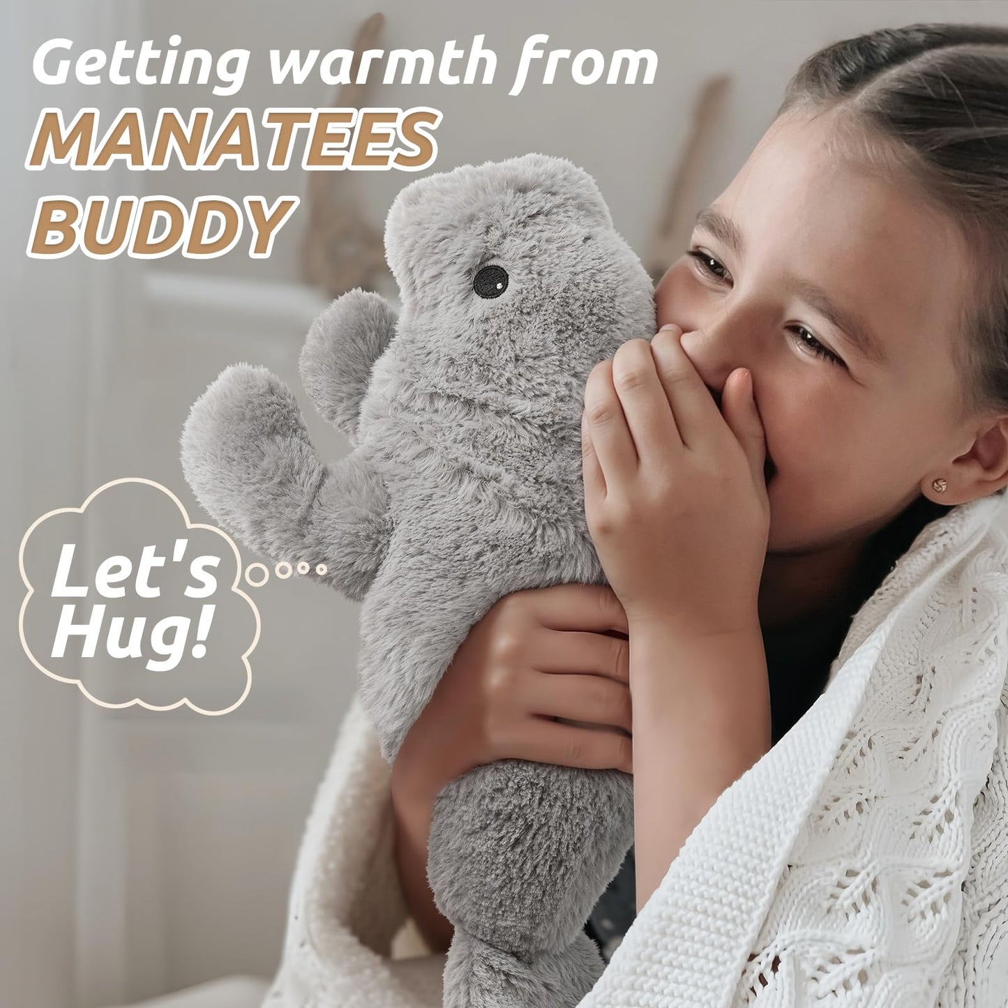 Cuckool Manatee Stuffed Animal - Gray Plush, 16"x8.5"x5", Microwavable Lavender Scent Toy for Kids & Adults