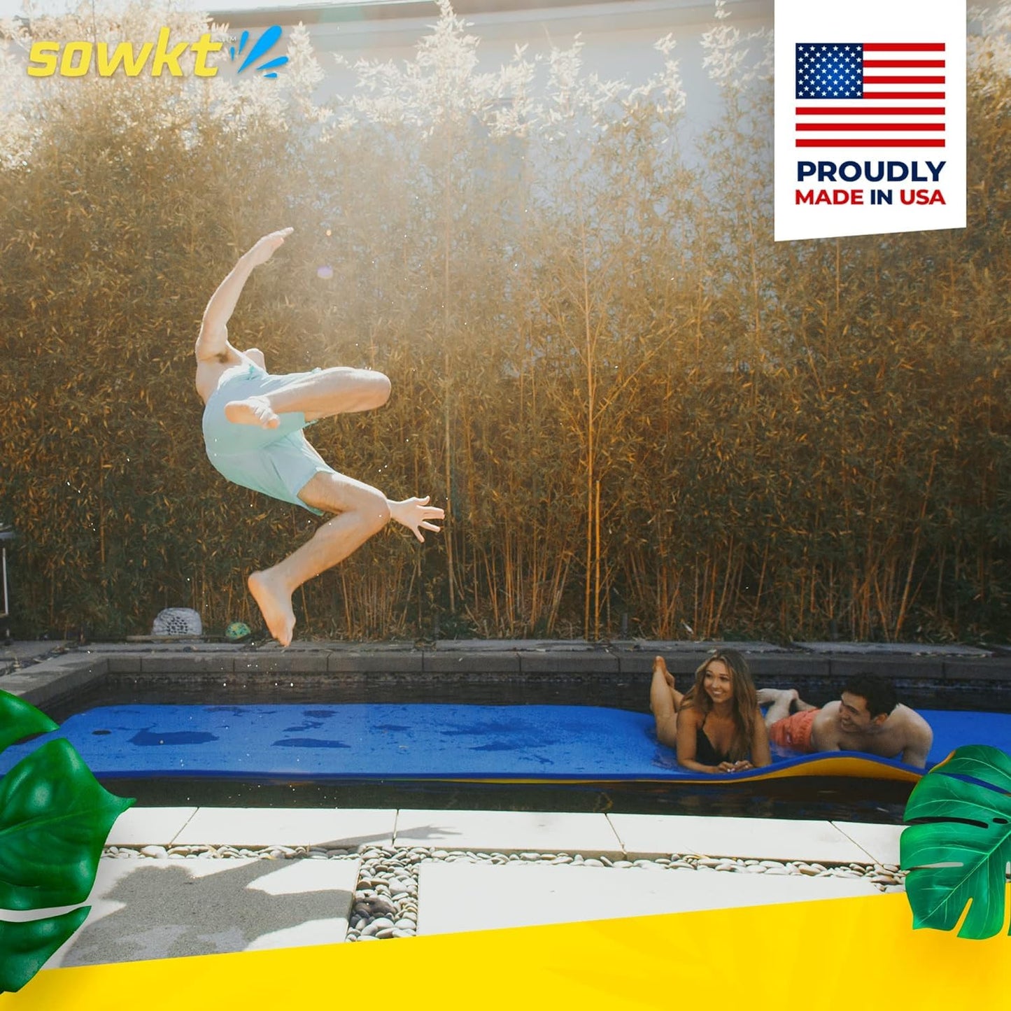 Sowkt Lily Pad Floating Mat (18 X 6 Ft) - Made In Usa - Premium Floating Water Mat For The Lake And Boating - Giant Floating Wat