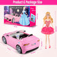 76 Pcs Doll & Convertible Car Playset,Included 11.5 In Doll,Doll Car,Princess Dresses,Fashion Dresses,Casual Clothing,Swimsuits,