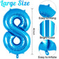 Blue Number 8 Balloon 40 Inch, Big Large Foil Helium Number Balloons, Jumbo Giant Mylar Number 8 Balloons For 8 Year Old Birthda