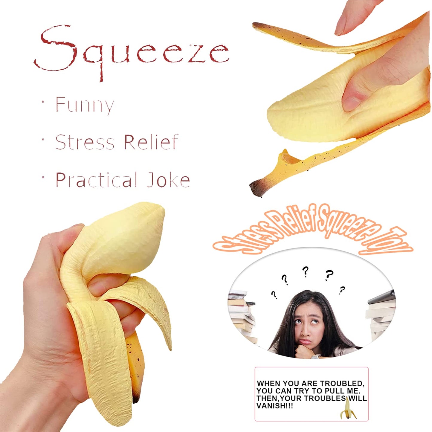 Funnysquee 2 Pack Banana Squishies Stress Relief Soft Scented Simulation Bananas Fruit Toys Cute Birthday Gift Novelty Toy For Kids (2 Pack Yellow Bananas)