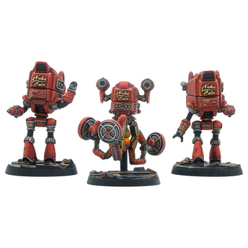 Modiphius Entertainment: Fallout: Wasteland Warfare - Robots: Starlight Theatre Staff -3 Figures, 32Mm Unpainted Resin Rpg Miniatures, Nuka World Wave