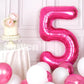 Suwen 40 Inch Hot Pink Large 5 Number Balloons Big Foil Helium Number Balloons 0-9 Jumbo Happy 5Th Mylar Birthday Party Decorati