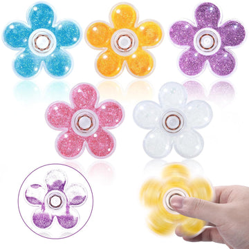 Scione 5Pack Fidget Spinners, Valentine Fidget Toys With Colorful Glitter For Adults Kids, Quiet Fidget Figette Toys For 8-12, F