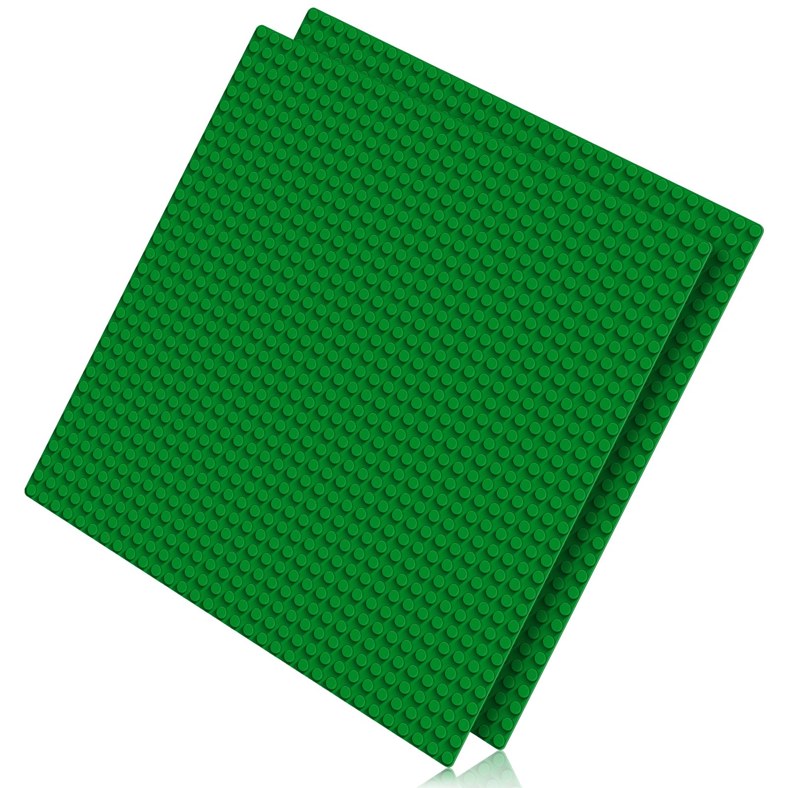 Pokiiulk Classic Baseplates Building Plates, 2 Pack 10'' X 10'' Building Bases Compatible With All Major Brands, Classic Green B