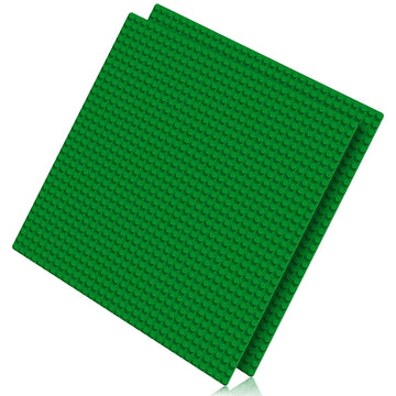 Pokiiulk Classic Baseplates Building Plates, 2 Pack 10'' X 10'' Building Bases Compatible With All Major Brands, Classic Green B