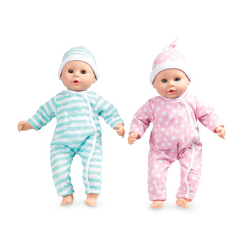 Melissa & Doug Mine To Love Twins Luke & Lucy 15    Light Skin-Tone Boy And Girl Baby Dolls With Rompers, Caps, Pacifiers