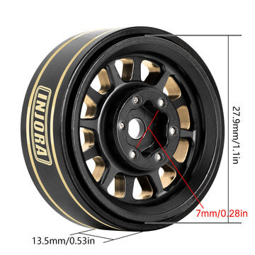 INJORA 1.0 Plus Brass Beadlock Wheel Rims 4PCS 12-Spoke Wheels for TRX4M SCX24 FCX24 1/24 1/18 RC Crawler,42g/pcs(Black&Gold)