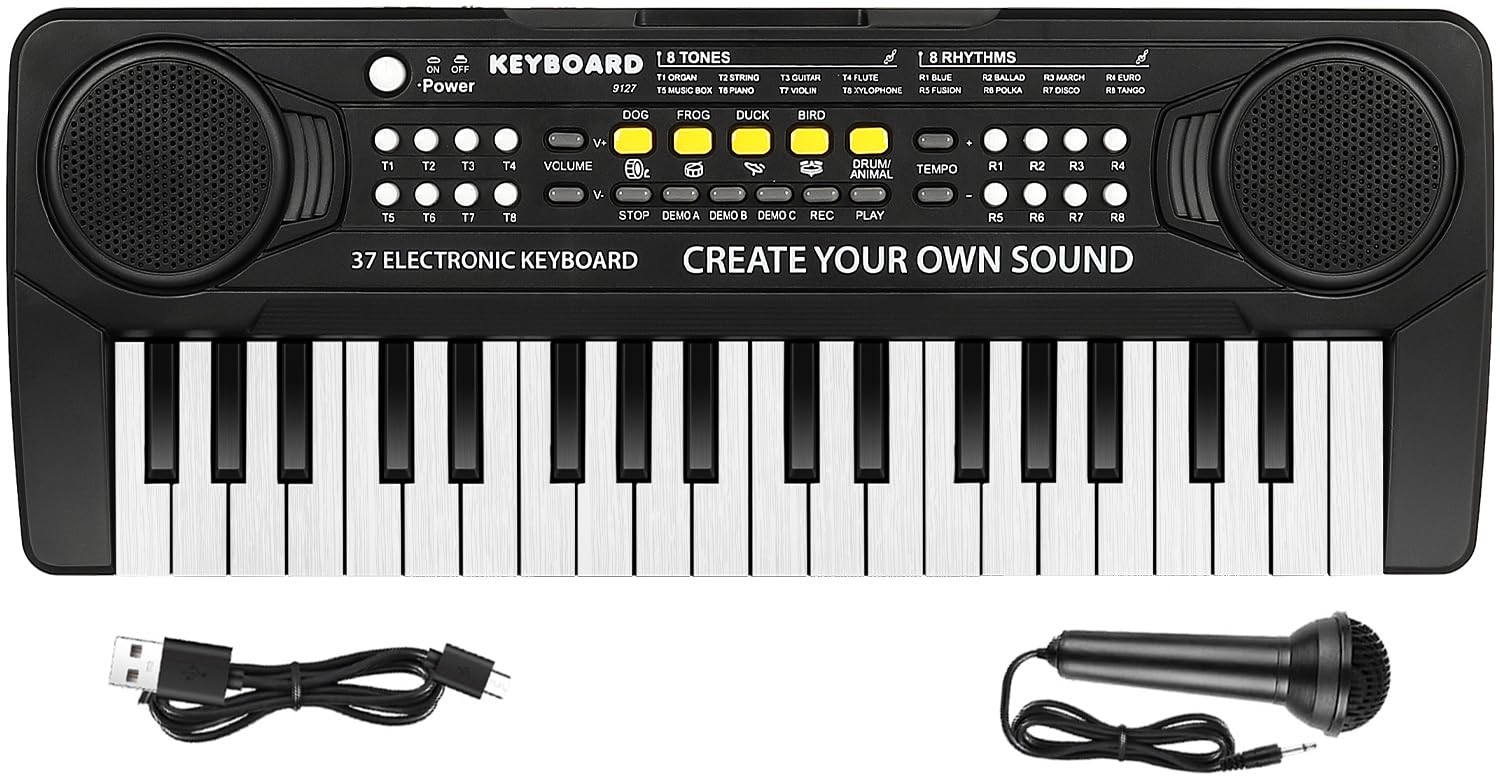 Kids Keyboard Piano - 37 Keys Piano Toys For Kids 3+ Year Old Beginners, Portable Electronic Piano With Microphone Educational Musical Toy For 3 4 5 6 7 8 Year Old Boys Girls Gifts