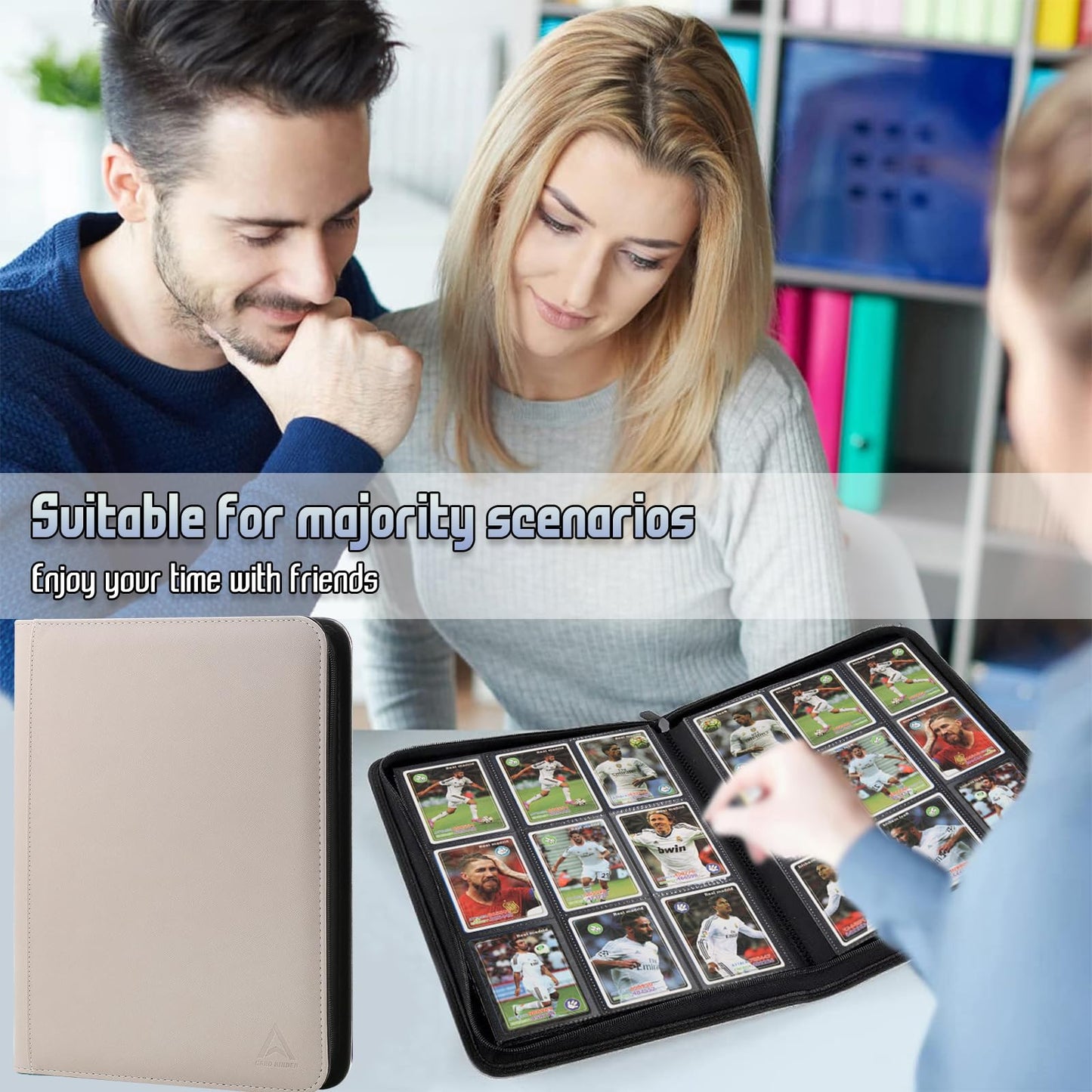 Arkeiliy Card Binder 9 Pocket  Double Sided Pockets Trading Card Binder with 30 Sleeves  enhanced Zip Trading Card Holder Collector Album Holds 540 MTG (white)