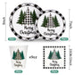 Whaline 100Pcs Christmas Tableware Set Buffalo Plaid Xmas Tree Disposable Dinnerware Set 50Pcs Paper Plates 25Pcs Napkin 25Pcs C