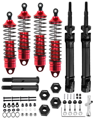 hopsupRC Upgrades Part for 1/10 Slash/Stampede/Rustler/Hoss 2WD VXL,Stainless Steel Drive Shaft CVD Axles,Alloy RC Shocks Absorb