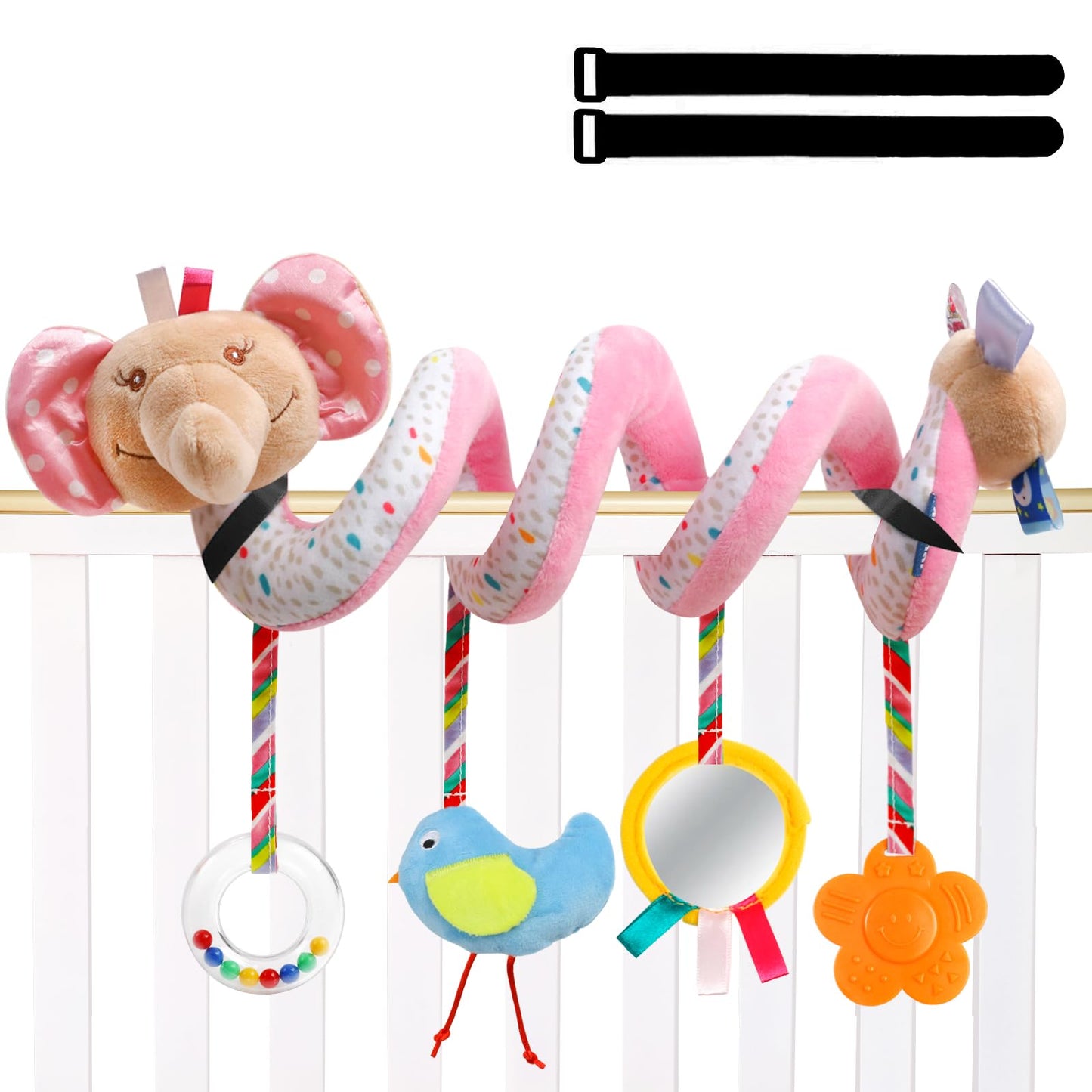 Baby Car Seat Toys Activity Stroller Toy For Boys Girls 0 3 6 9 10 12 Months, Spiral Hanging Plush Toys, Baby Shower Thank You Gifts