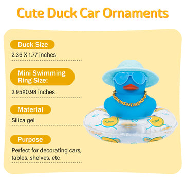 Wonuu Rubber Ducks - Pink Car Dashboard Decorations, Rgb+Blue-Clear