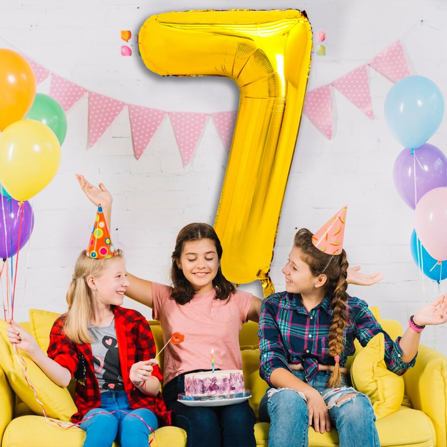 Pigetale 40 Inch Gold Large Numbers Balloons 0-9, Giant Jumbo Number 7 Digit 7 Helium Balloons, Foil Mylar Big Number Balloons F