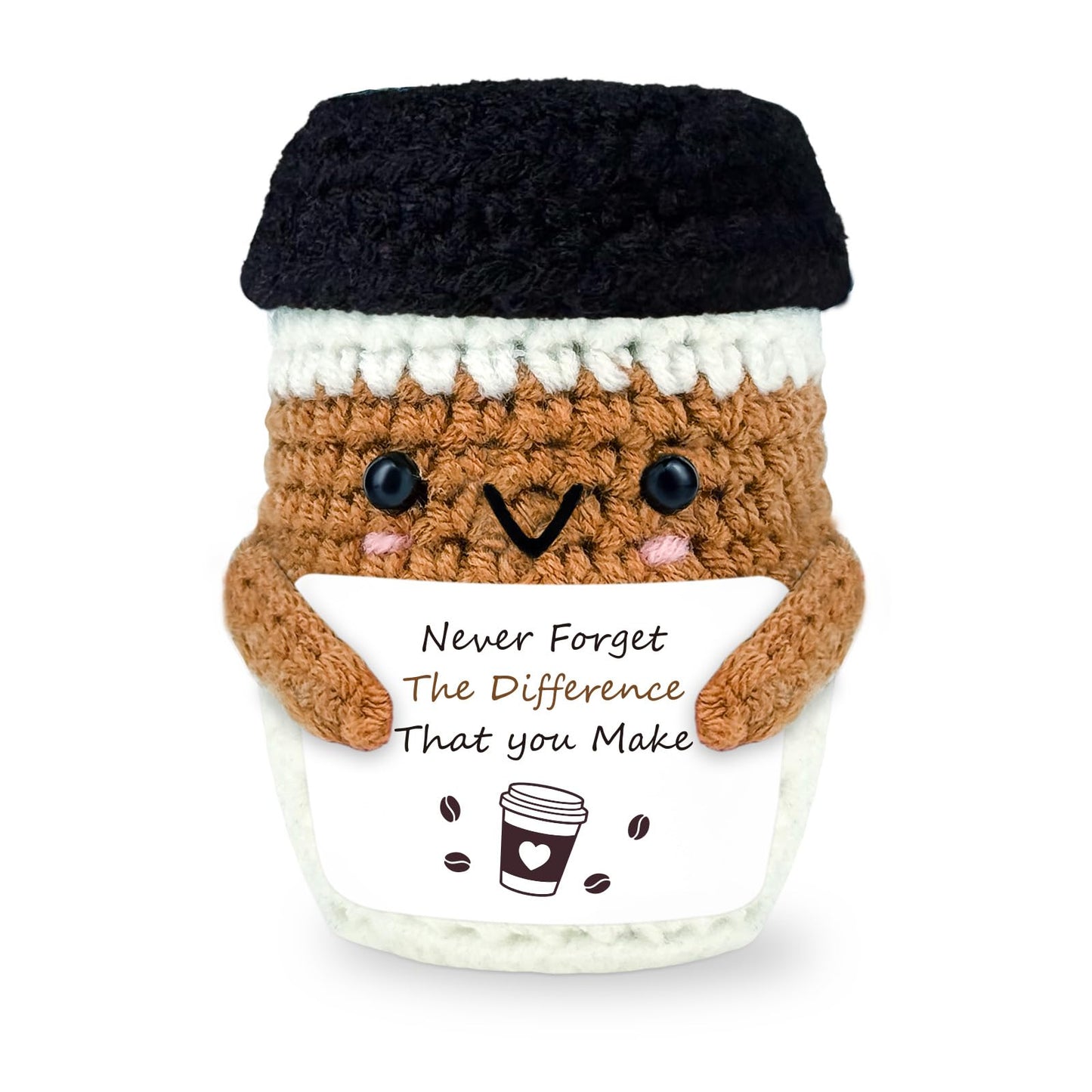 PZJIEAN Coffee Gifts for Coffee Lovers, Inspirational Quote Never Forget The Difference You Make Positive Doll Gift, Handmade Gi