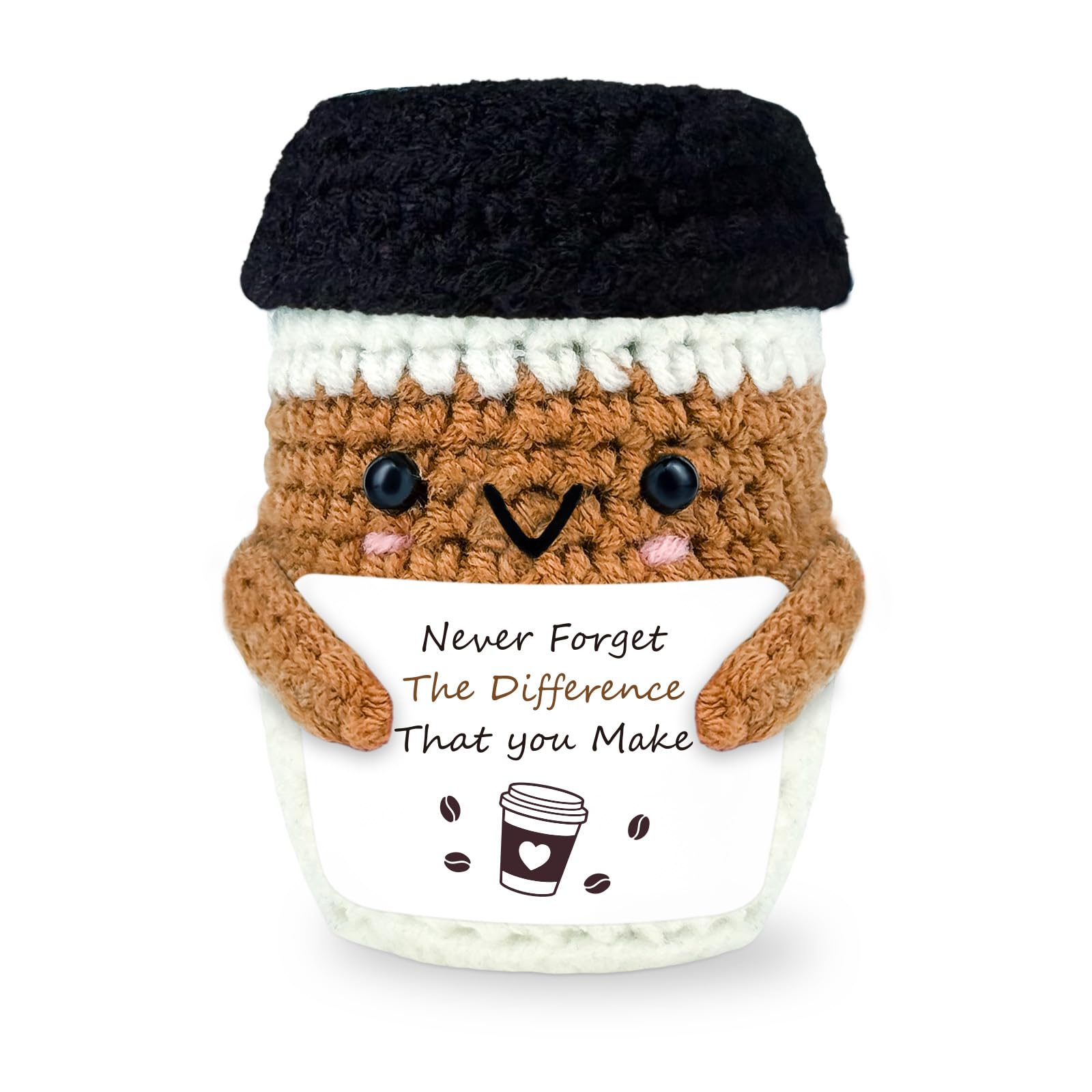 PZJIEAN Coffee Gifts for Coffee Lovers, Inspirational Quote Never Forget The Difference You Make Positive Doll Gift, Handmade Gi