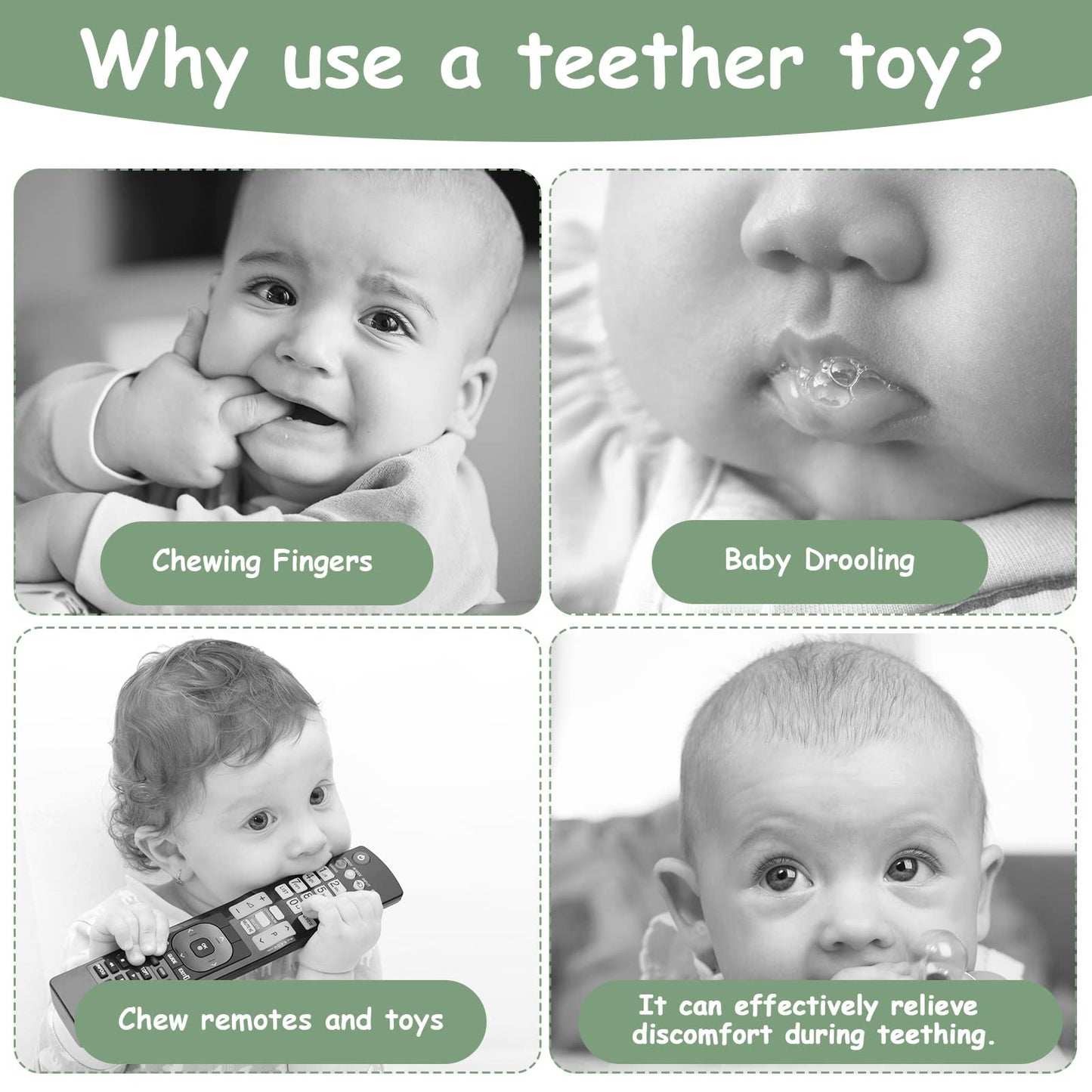 Aolso 2Pcs Silicone Baby Teething Toys, Cell Phone Teether Toys With 2Pcs Pacifier Clip, Baby Teething Toys For 0-12 Months, Bab