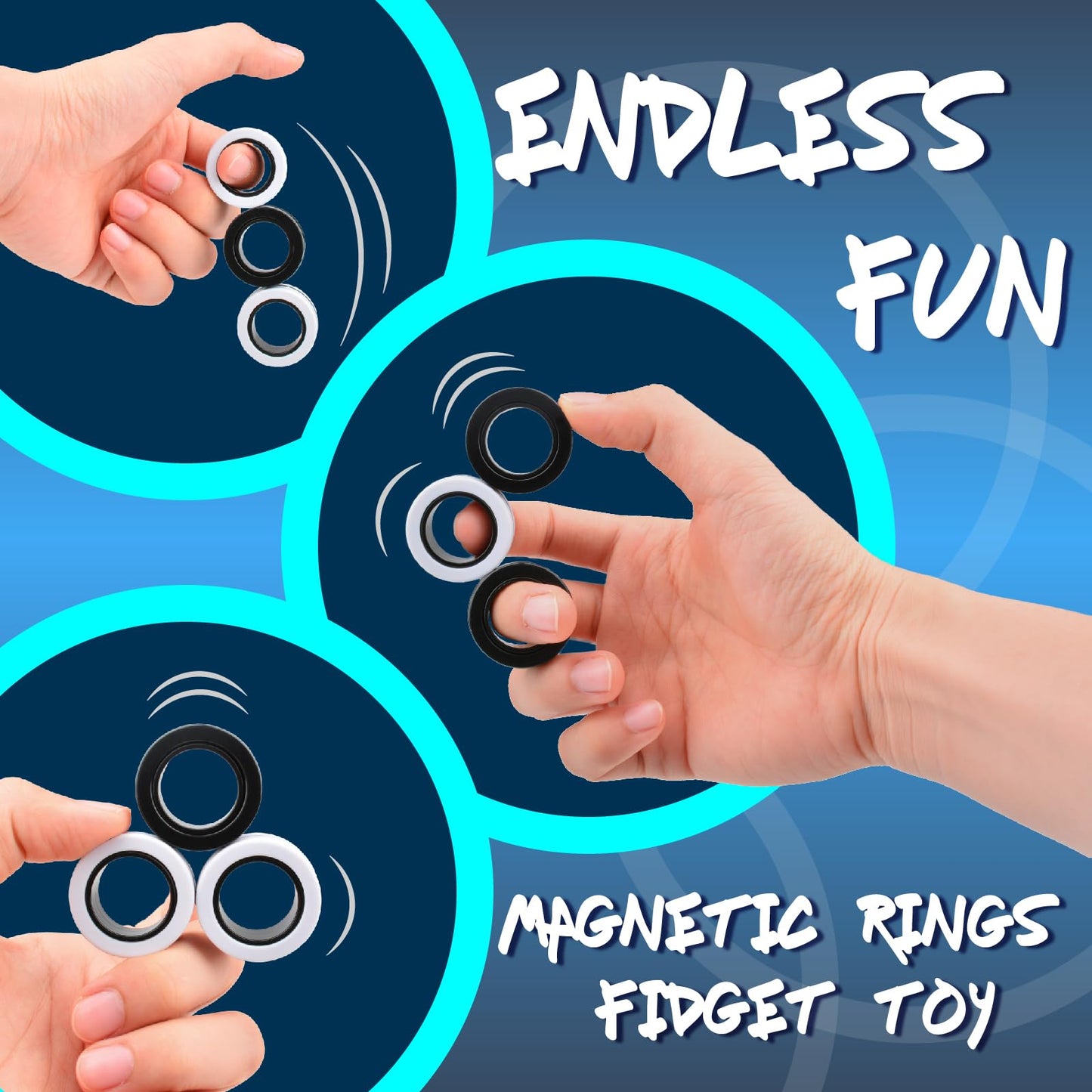 Cevioce 6 Pcs Magnetic Ring Fidget Toys Set,Easter Basket Stuffers Finger Spinner Pack For Teens Adults And Kids,Coolest Magnet